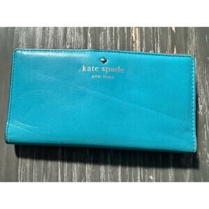 Kate Spade New York Staci Large Slim Bifold Wallet - Blue/Coral Color NY Kate